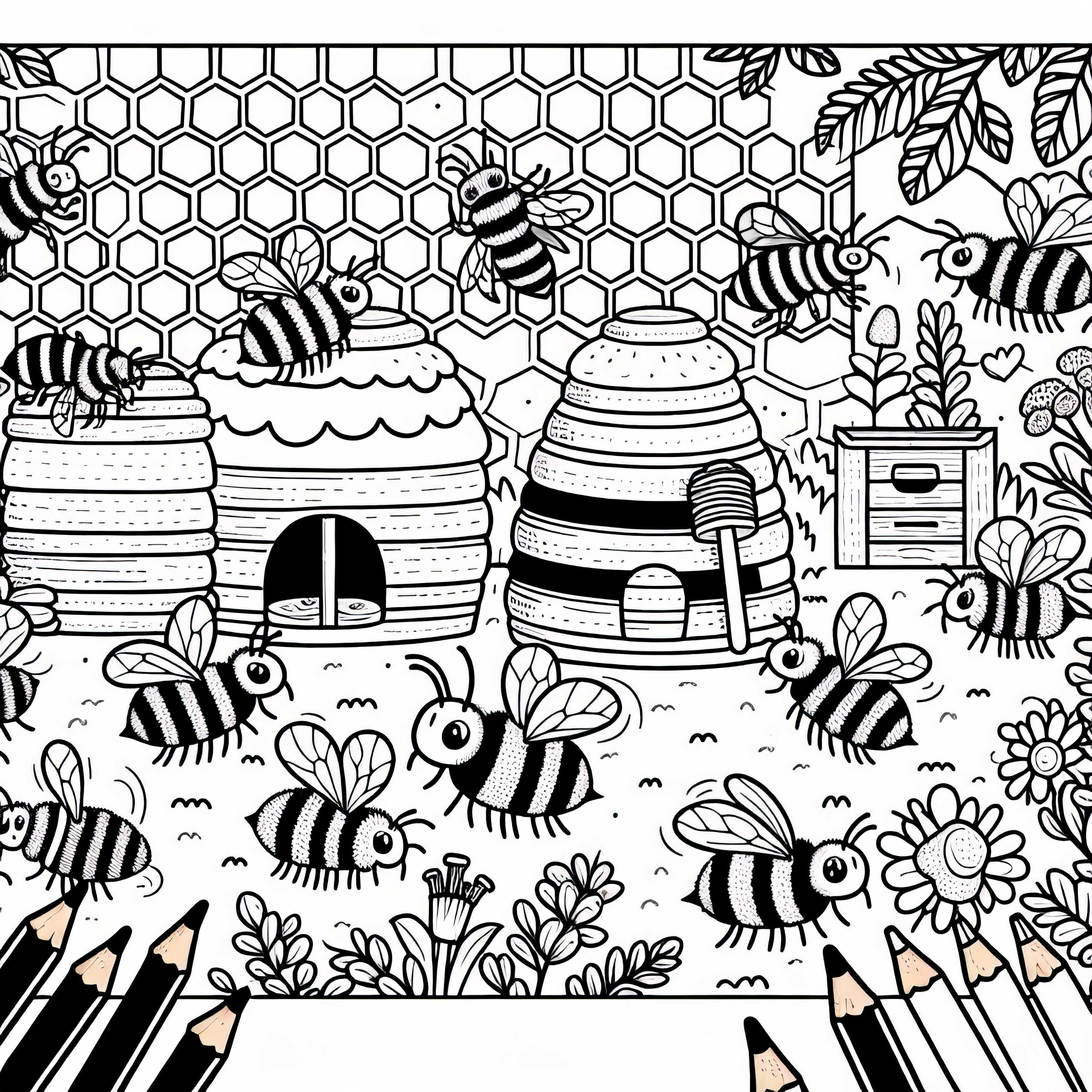 Life in the Beehive: Coloring Page (Free)