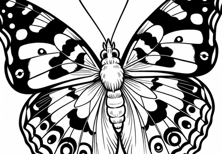 Coloring page butterfly Vanessa Atalanta - Free download image Coloring page butterfly Vanessa Atalanta - Free image to download