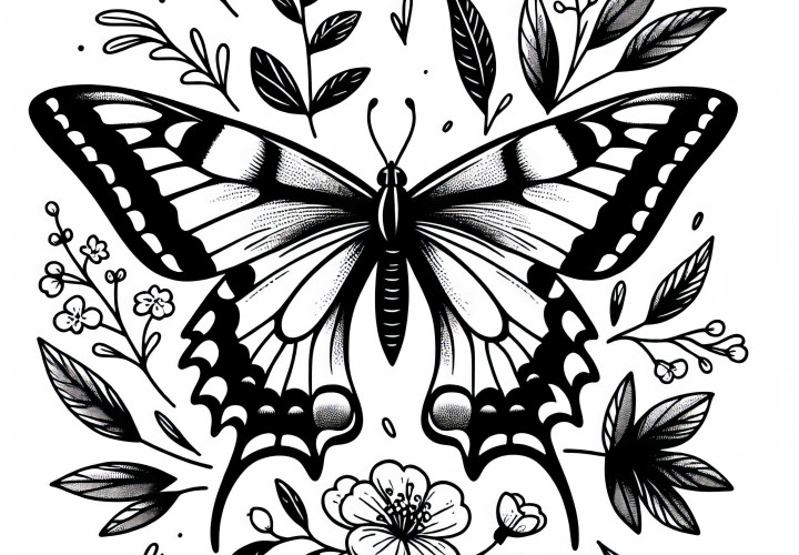 Foaie de colorat Fluture Papilio Machaon Gratuit