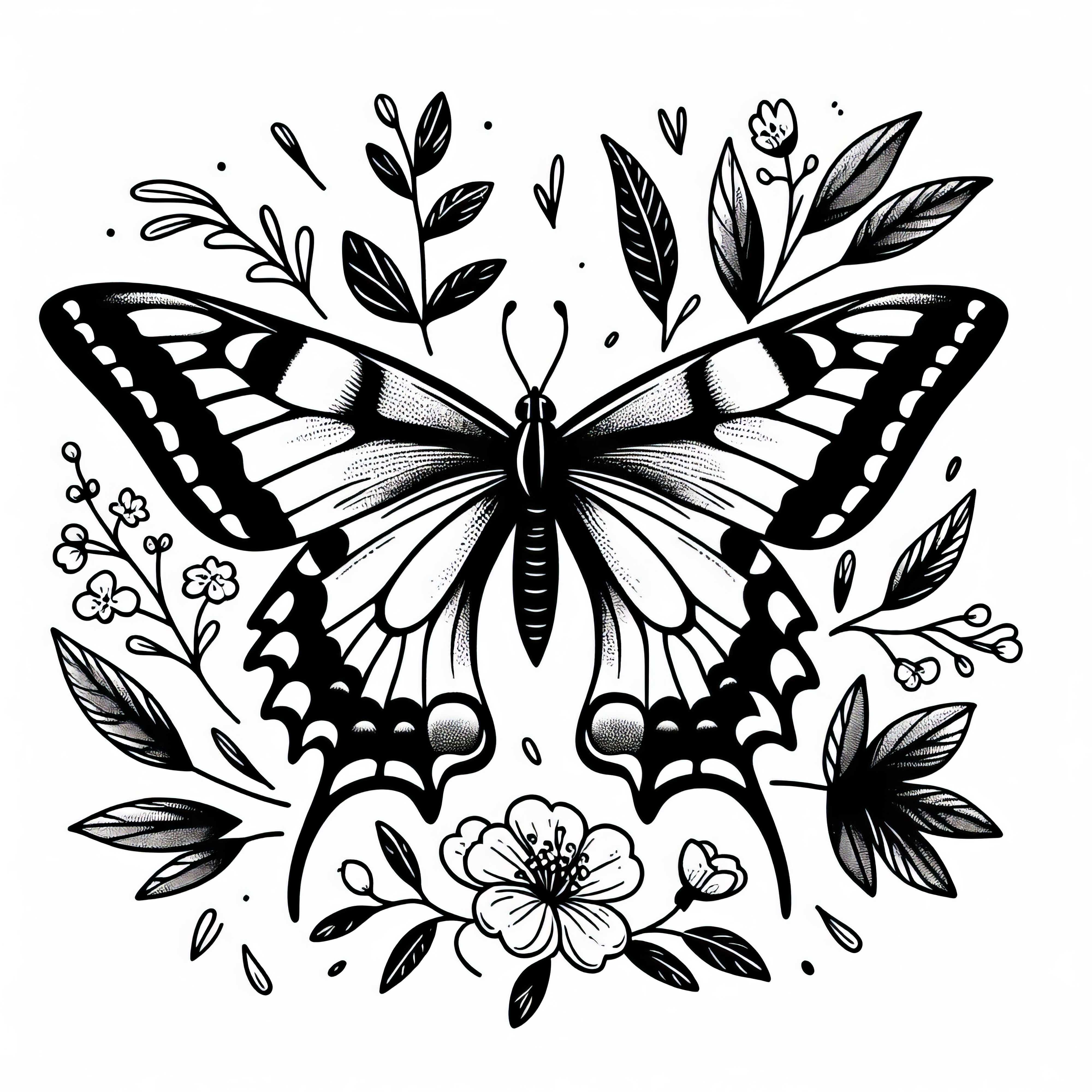 Imagini de colorat cu fluturi Papilio Machaon (Coada-rândunicii) gratuite Papilio Machaon, desen de colorat, fluture gratuit