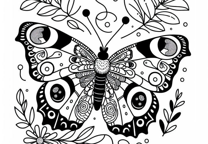 Peacock Butterfly Aglaius Io Coloring Page: Free Download for Butterfly Lovers Peacock Butterfly Aglaius Io Coloring Page: Free Download for Butterfly Lovers