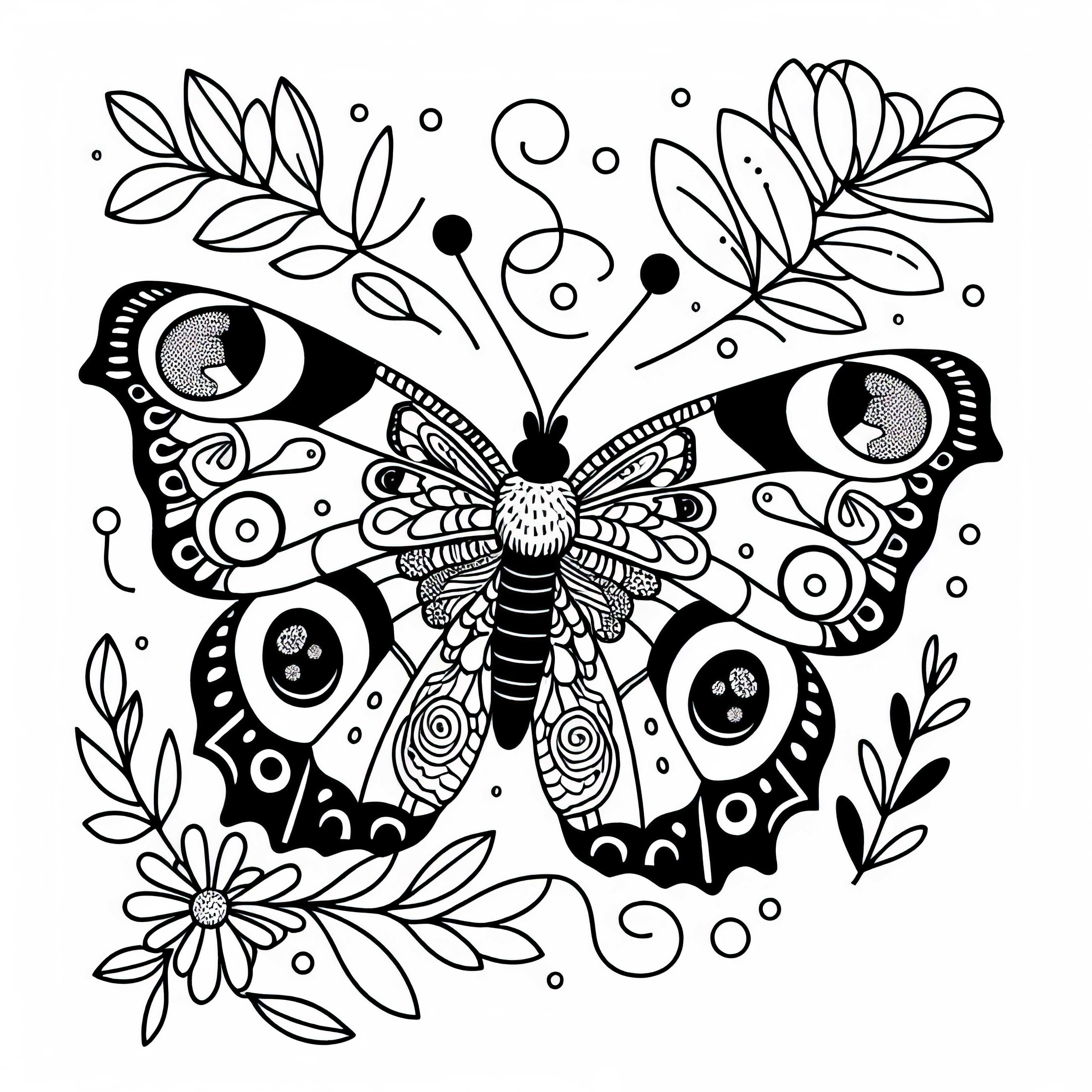 Peacock Butterfly Aglaius Io Coloring Page: Free Download for Butterfly Lovers