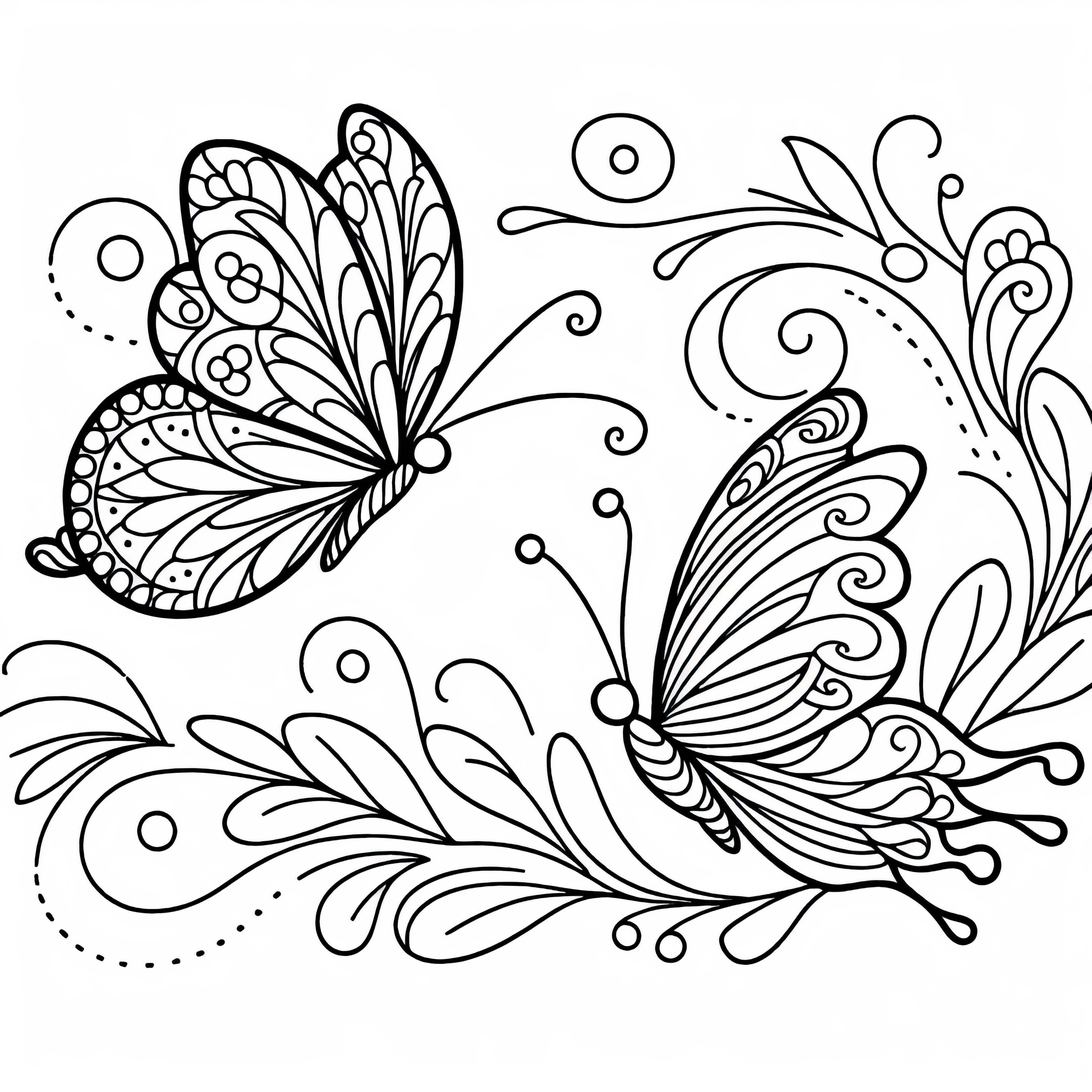 Două fluturi dansează în aer – Desen de colorat gratuit Două fluturi dansează în aer - Foaie de colorat gratuită