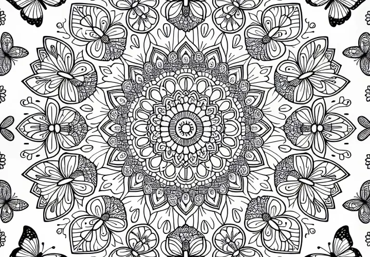 Mandala z motýľov – Omalovánka zadarmo