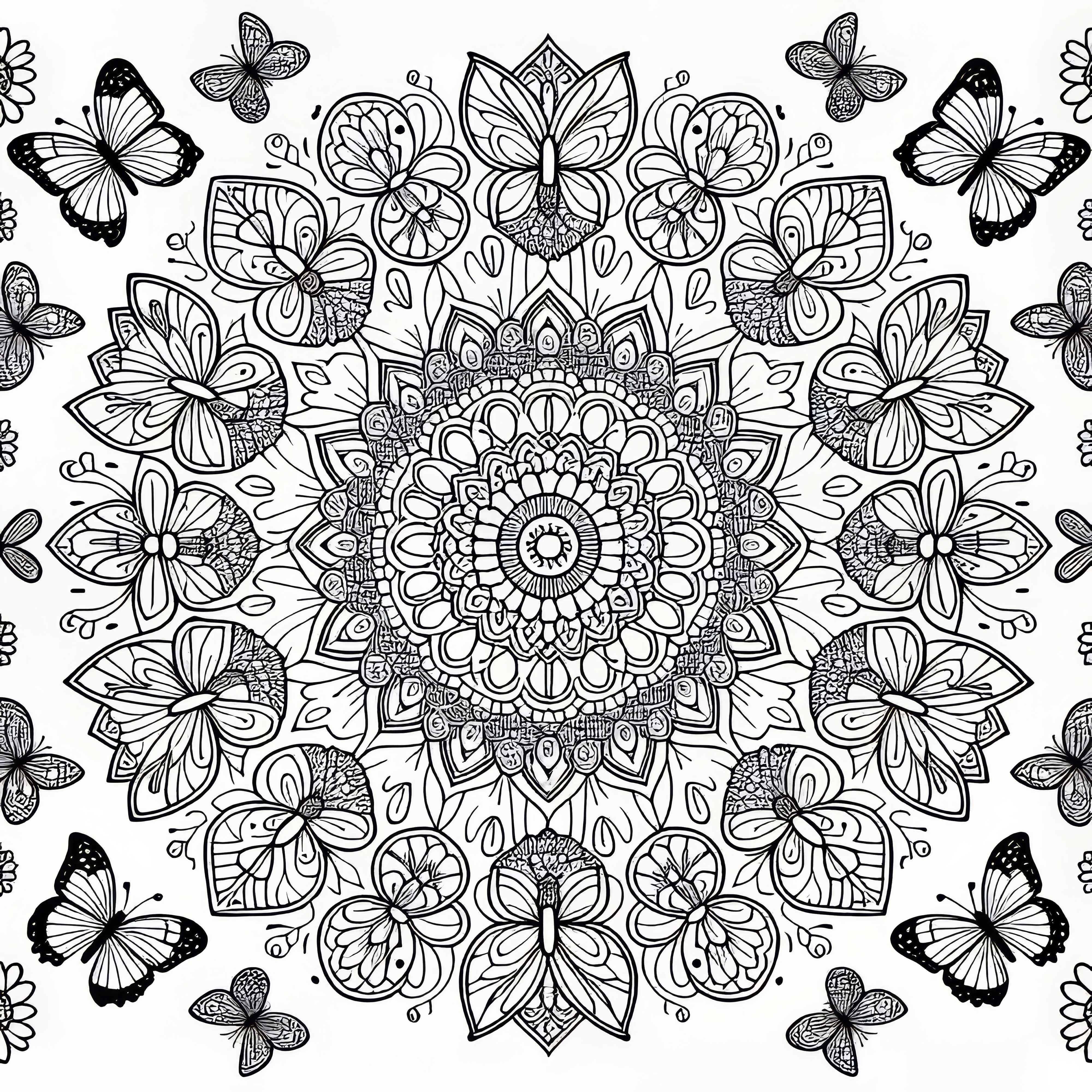 Mandala din fluturi – Imagine de colorat gratuit