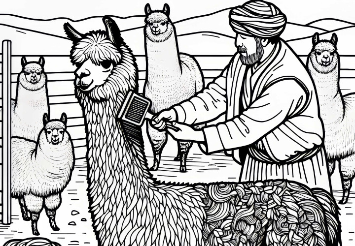 Alpaka sa česá - Maľovanka zadarmo