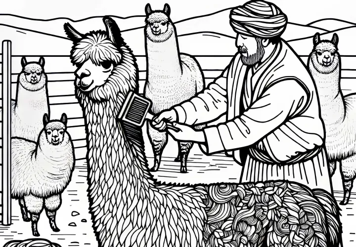 Alpaka sa česá - Maľovanka zadarmo
