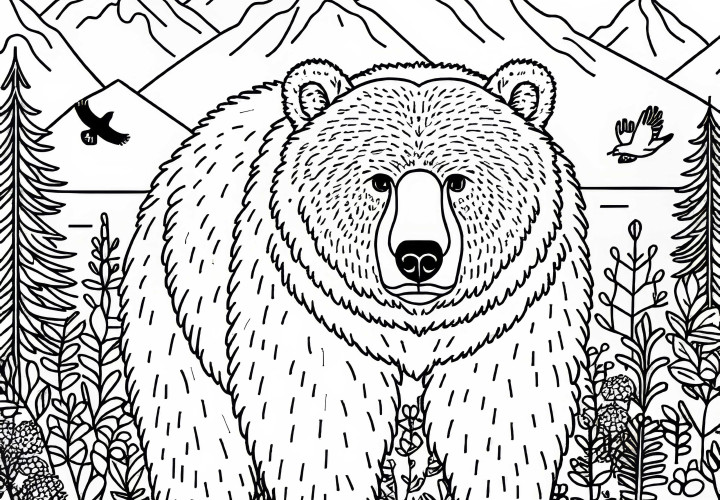 Bezplatný na stiahnutie predloha na maľovanie Kodiak medveďa