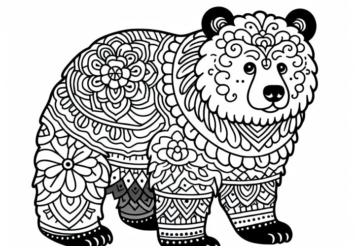 Tibetský medveď - omaľovanka zadarmo – bezplatná ponuka na stiahnutie