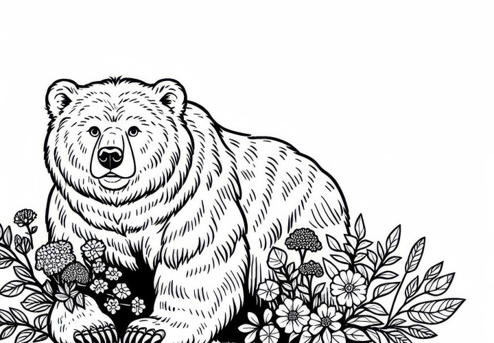 Bezplatná maľovanka s medveďom kamčatským