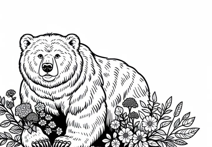 Bezplatná maľovanka s medveďom kamčatským