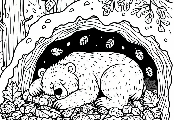 Medveď spí v jaskyni – Maľovanka zadarmo Medveď spí v jaskyni – Maľovanka zadarmo