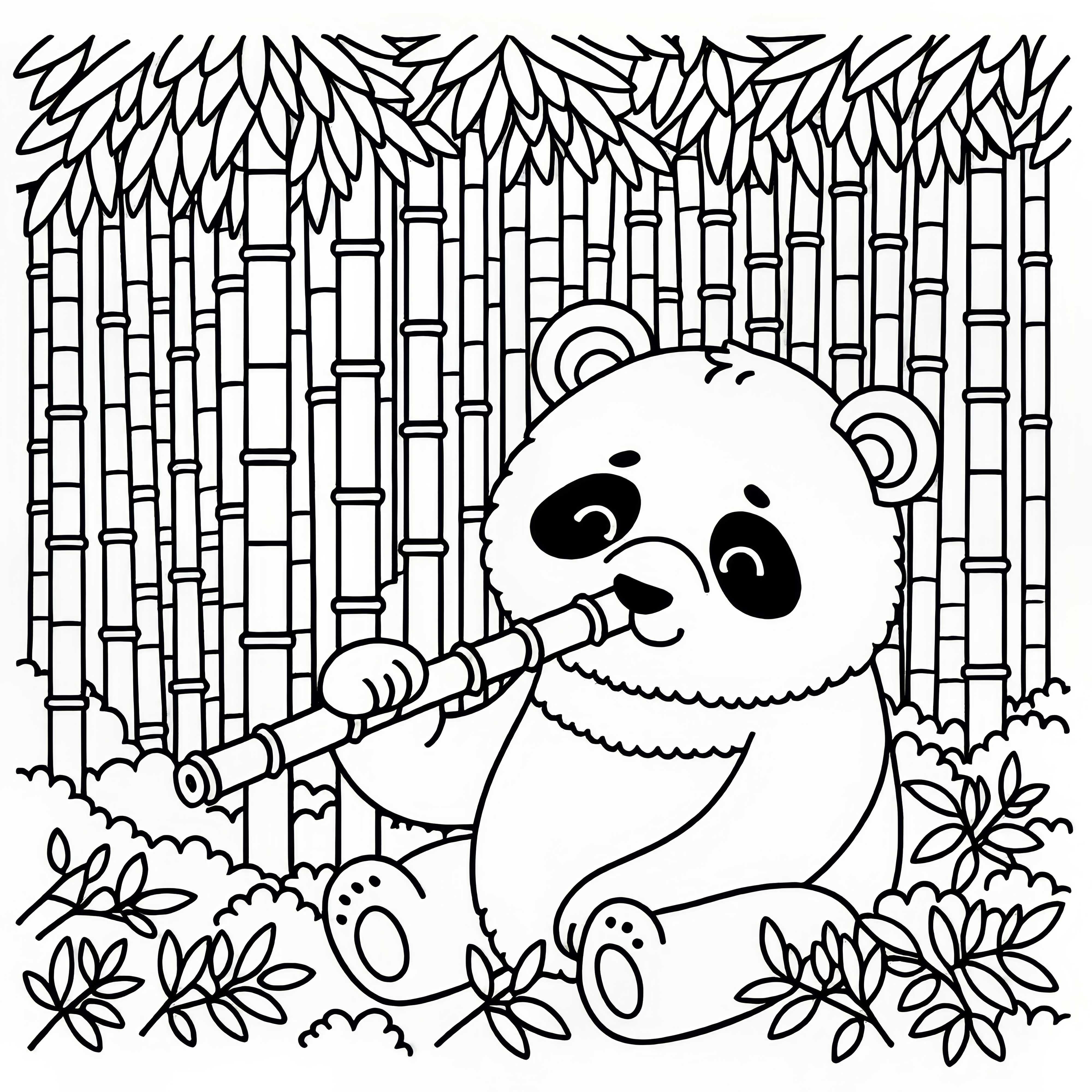 Panda hryzie do bambusovej vetvy – bezplatná omaľovánka