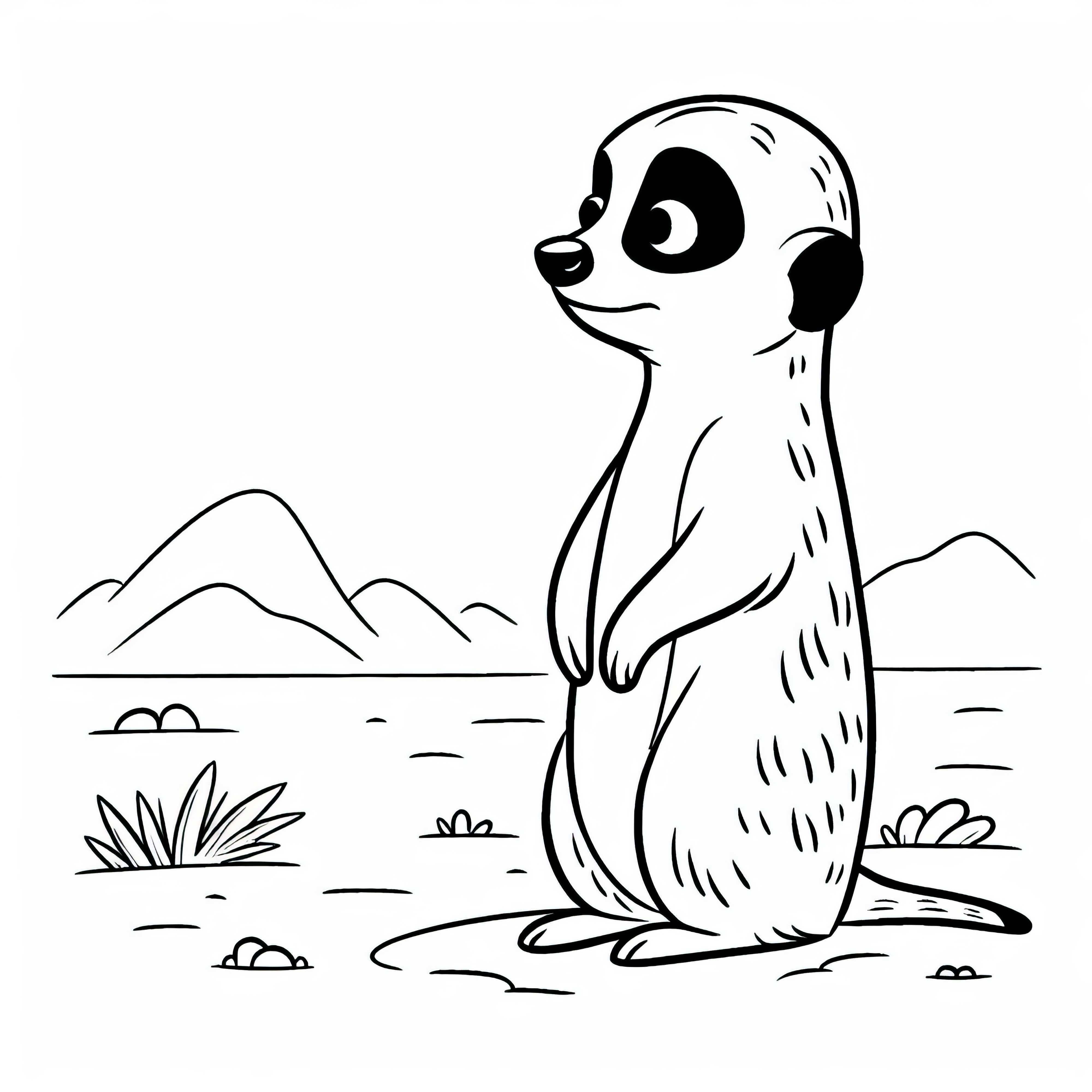 Suricatos ficam em pé e vigilantes, olhando para o horizonte - Modelo de pintura grátis