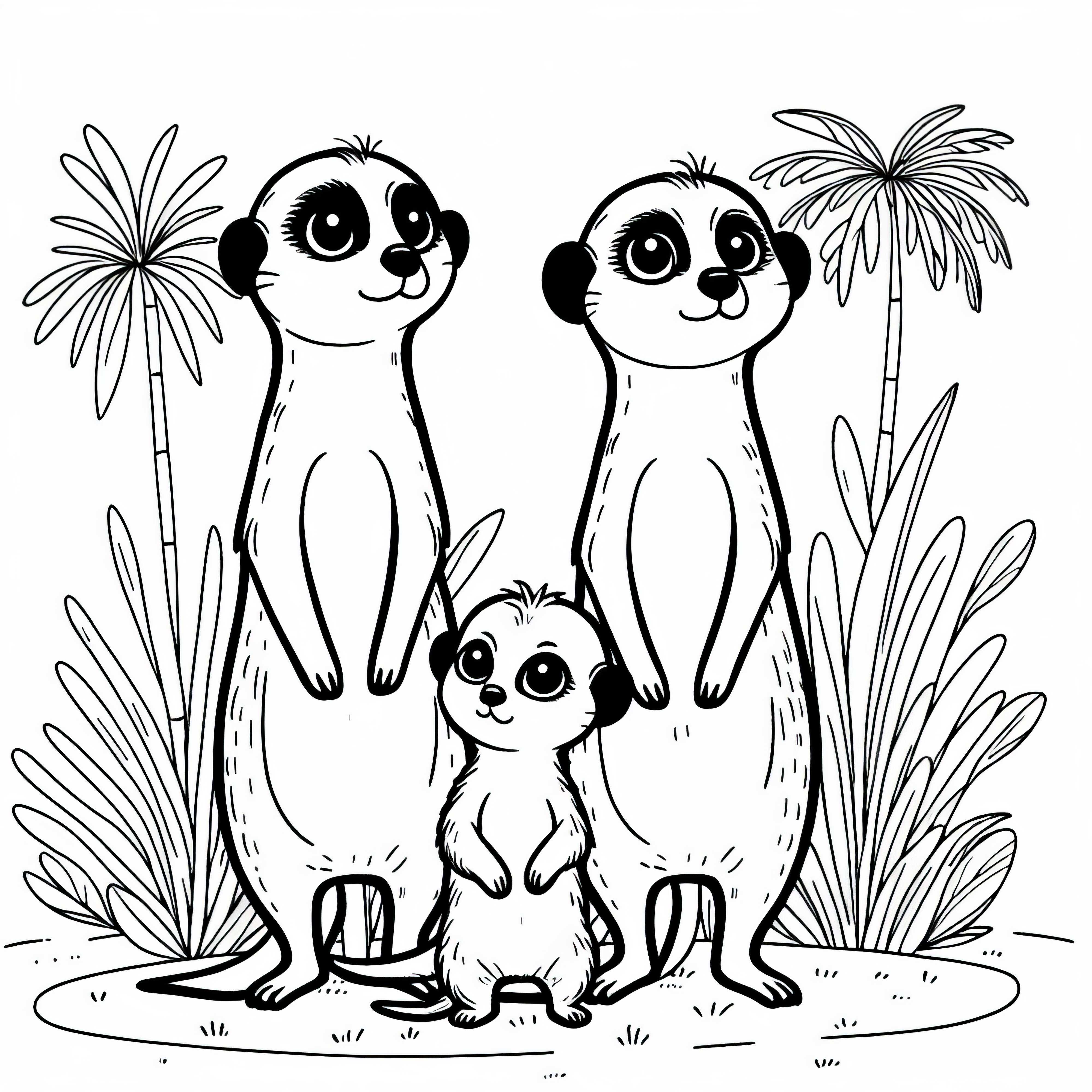 Desenho grátis para imprimir da família de suricatas