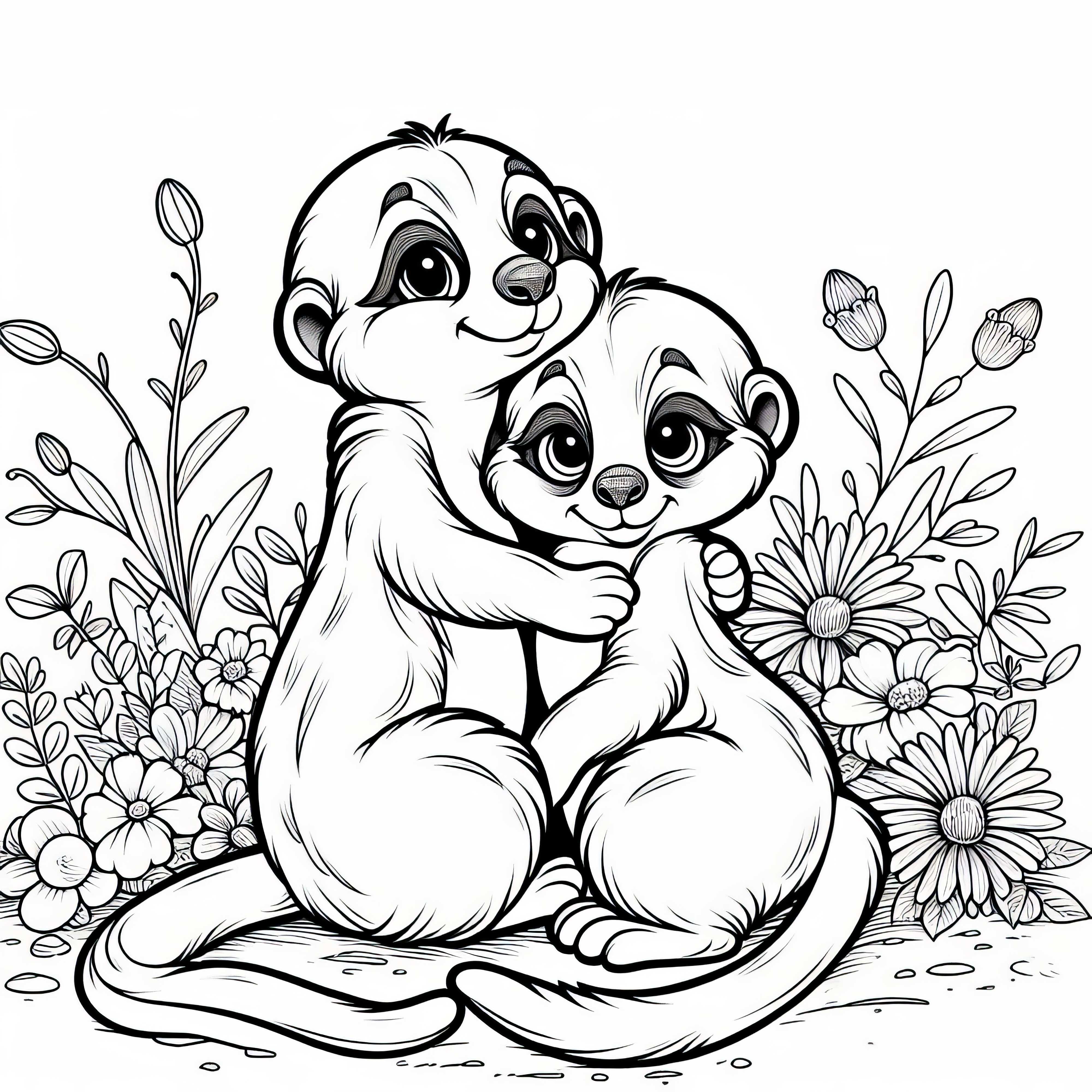 Dois suricatos se aconchegam – Desenho para colorir grátis Dois suricatos se aconchegam – Desenho para colorir gratuito