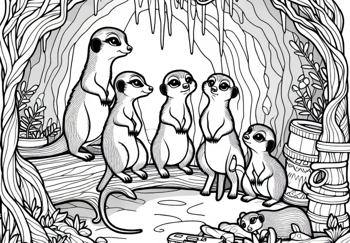 Surikata v jaskyni – Zadarmo si stiahnuť maľovanku