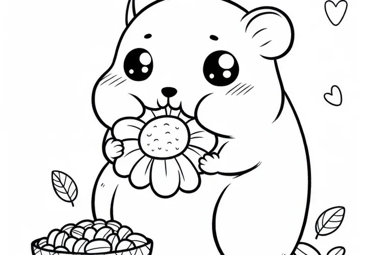 Hryzlik s naplnenými lícami – bezplatná predloha na maľovanie