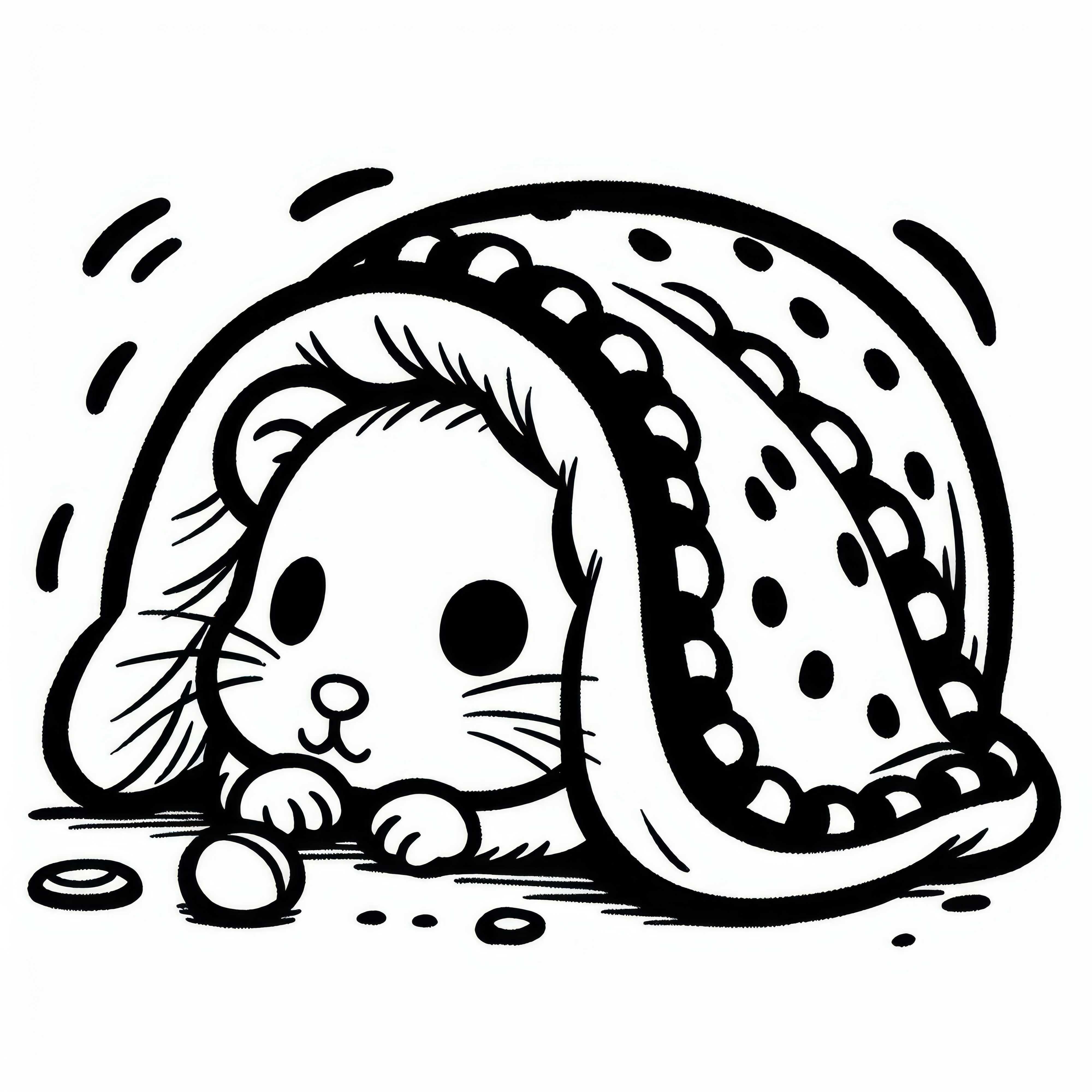 Hamster sa skrýva pod prikrývkou – bezplatná predloha na maľovanie