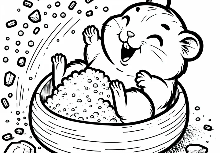 Krysa sa kúpe v pieskovom kúpeli - Zadarmo na vyfarbenie