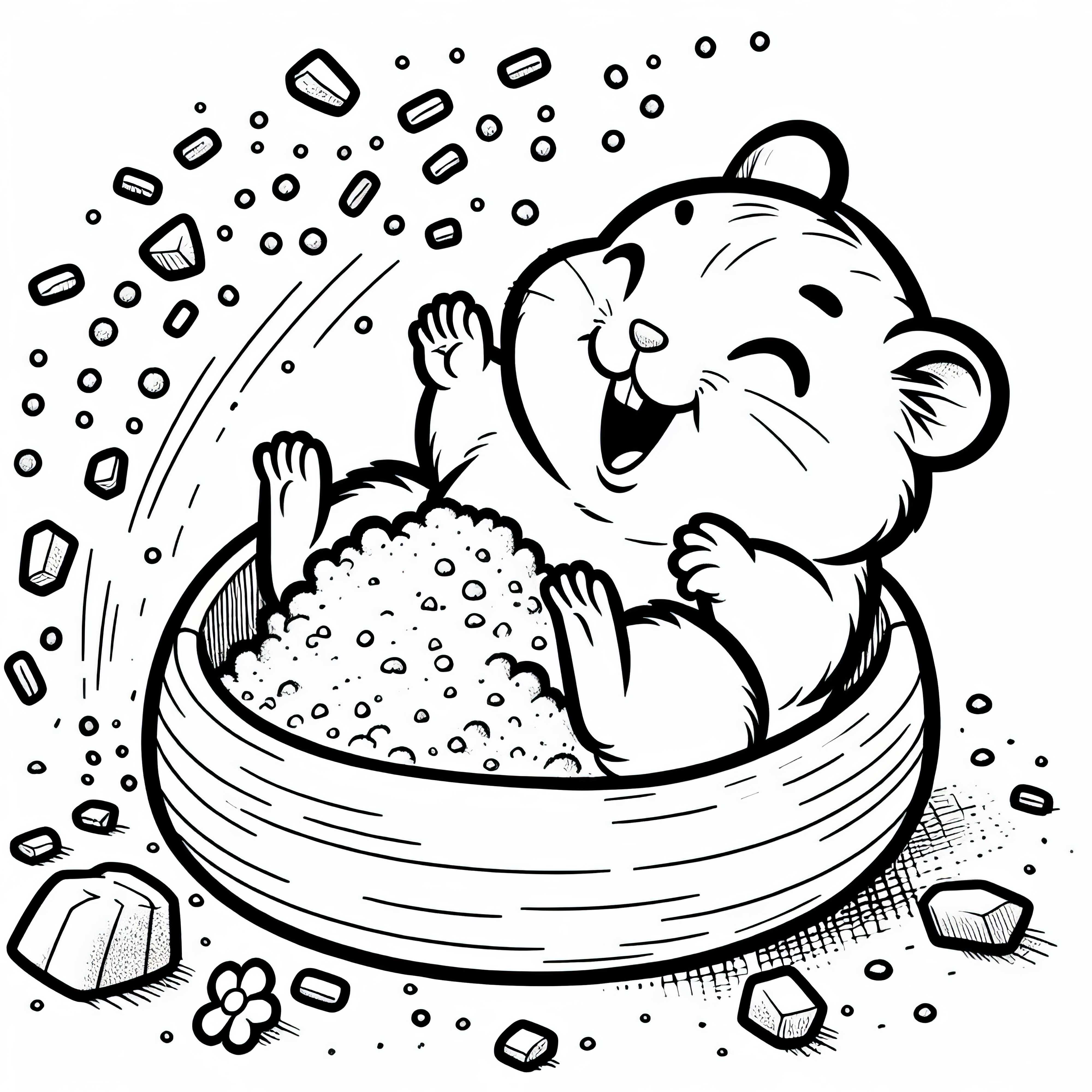 Krysa sa kúpe v pieskovom kúpeli - Omaľovánka zadarmo