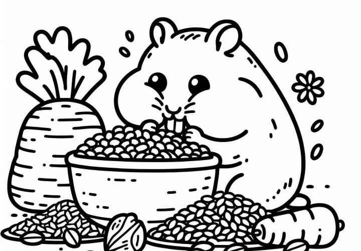 Krysa zbiera potravu - obrázok na vymaľovanie zadarmo