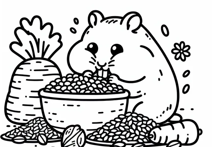 Krysa zbiera potravu - obrázok na vymaľovanie zadarmo