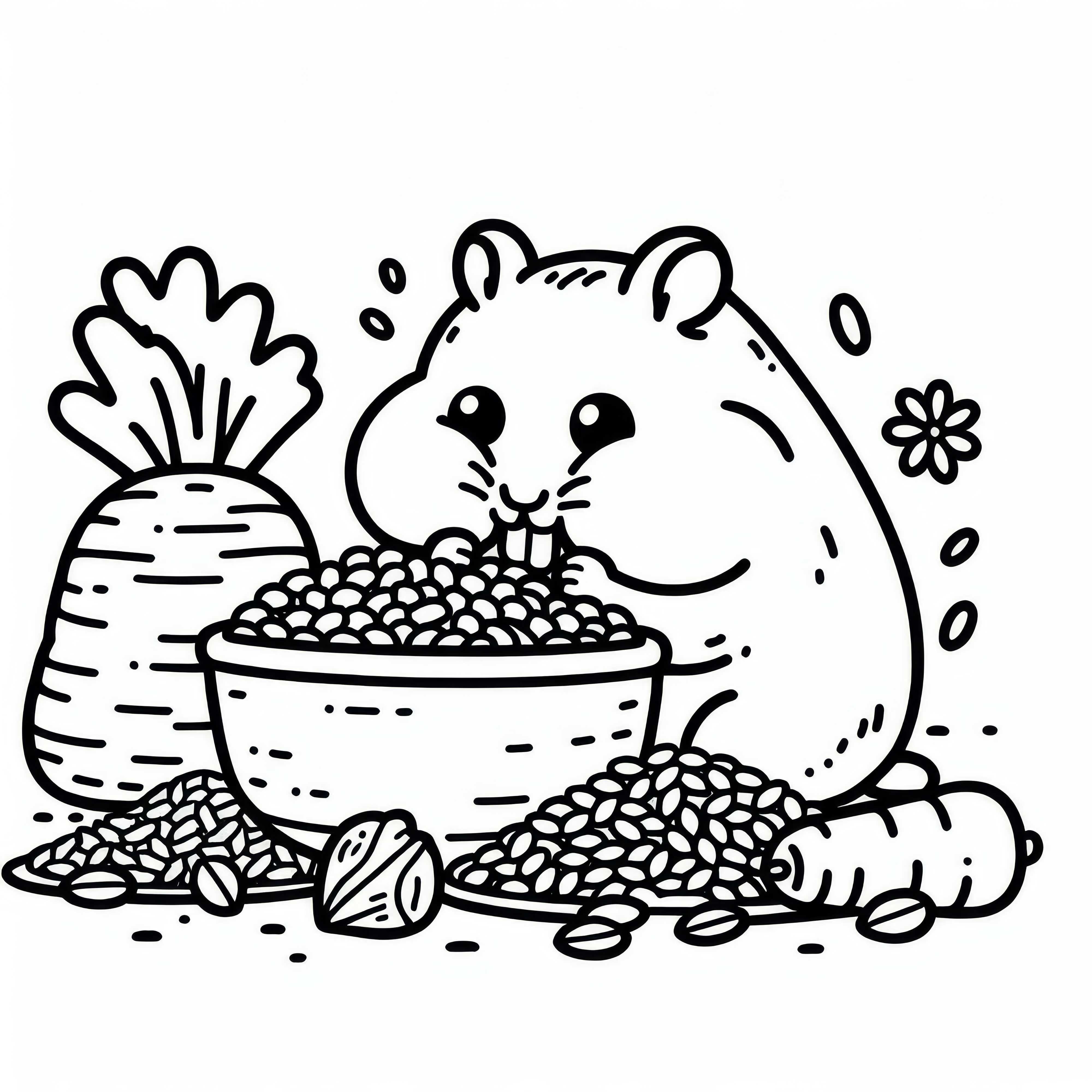 Hamster zbiera potravu – Maľovanka zadarmo Krysa zbiera potravu – Omalovánka zadarmo