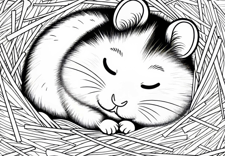 Zajac spí zvinutý v hniezde z trávy – Maľovanka zadarmo