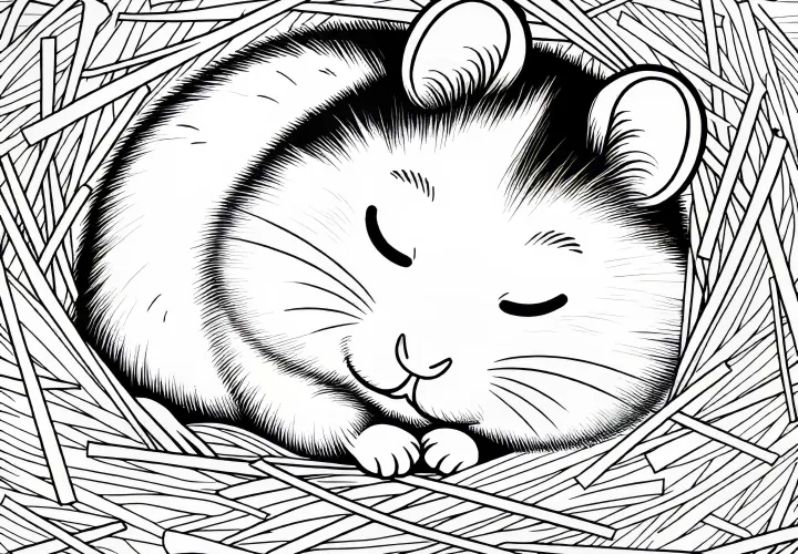 Zajac spí zvinutý v hniezde z trávy – Maľovanka zadarmo