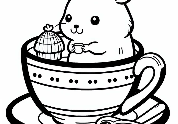 Hamster v šálke – zadarmo na stiahnutie farbička