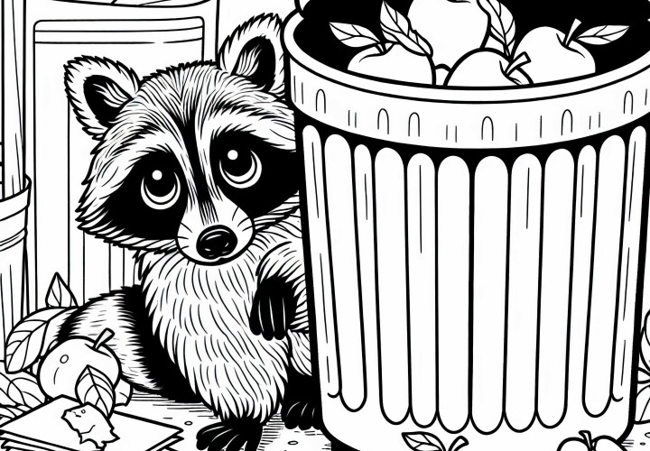 Výtlačok s lososom vedľa smetnej nádoby s rozhádzanými papierikmi a zvyškami jabĺk - zadarmo