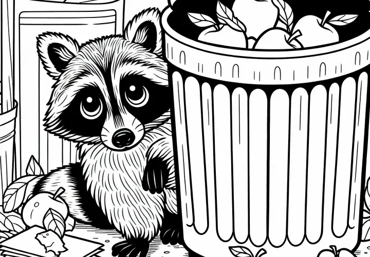 Výtlačok s lososom vedľa smetnej nádoby s rozhádzanými papierikmi a zvyškami jabĺk - zadarmo