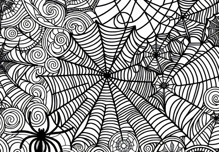 Pavúčie siete a pavúčie pletivá ako obrázok na vymaľovanie zdarma
