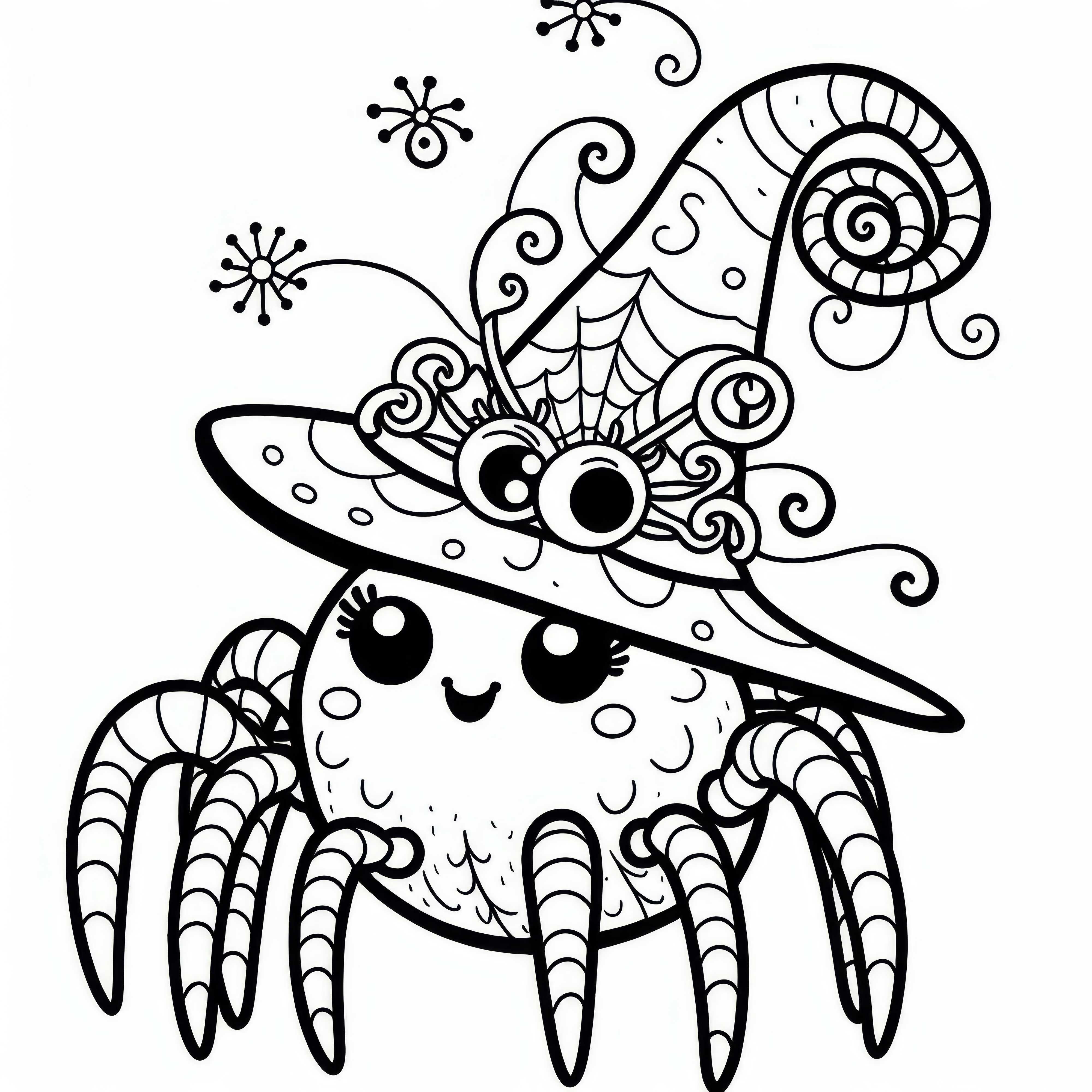 Fantázna pavúk s vtipnou tvárou a klobúkom – Zadarmo na výmaľovateľku