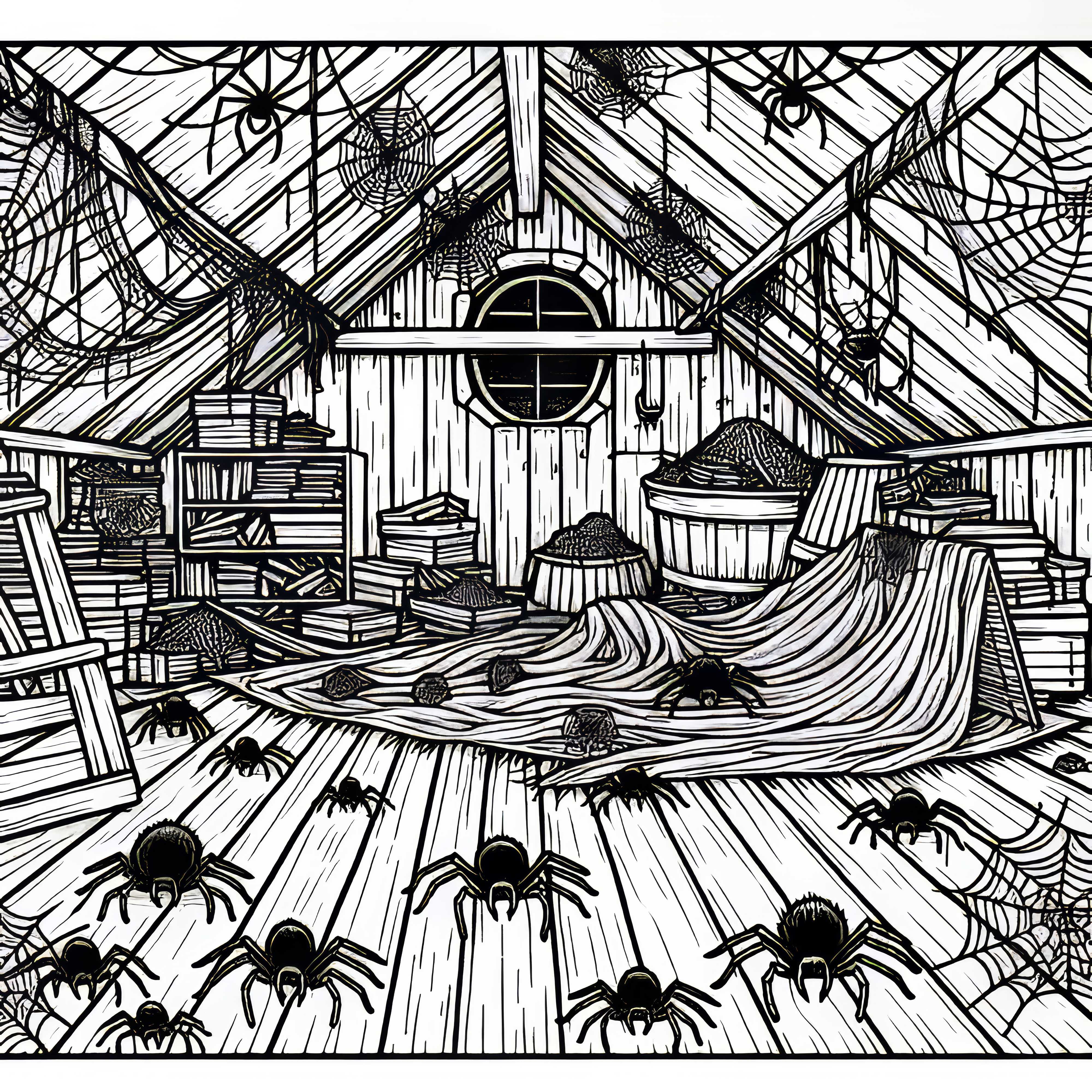 Pôjd s pavúkmi a pavučinami - Bezplatná omaľovánka Pôjd s pavúkmi a pavučinami - Omalovánka zadarmo