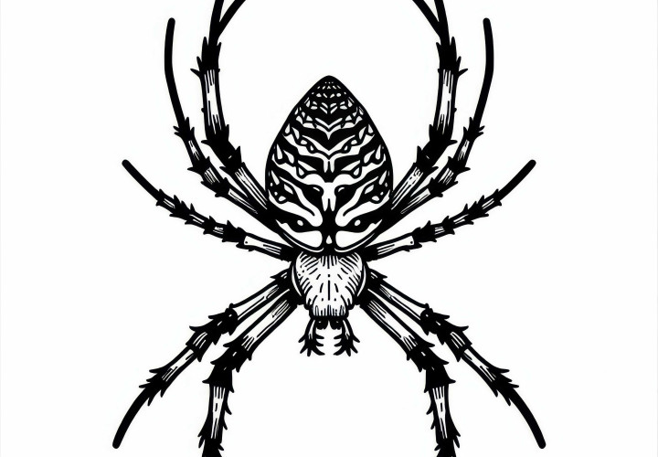 Zadarmo vyfarbený obrázok záhradnej krížovej pavy Argiope Aurantia