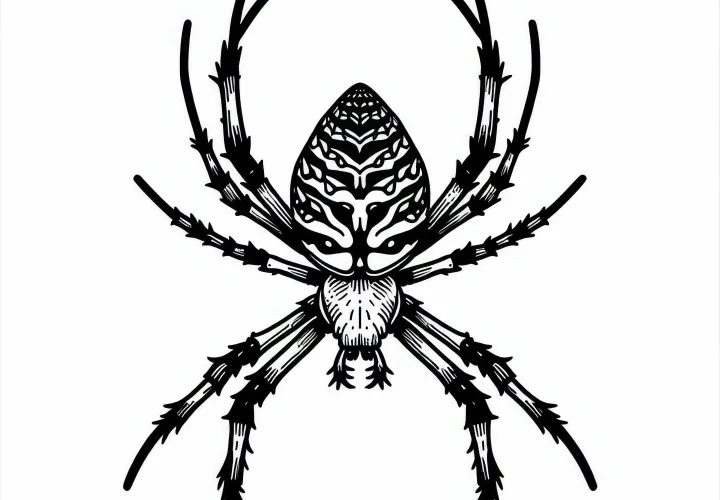 Zadarmo vyfarbený obrázok záhradnej krížovej pavy Argiope Aurantia