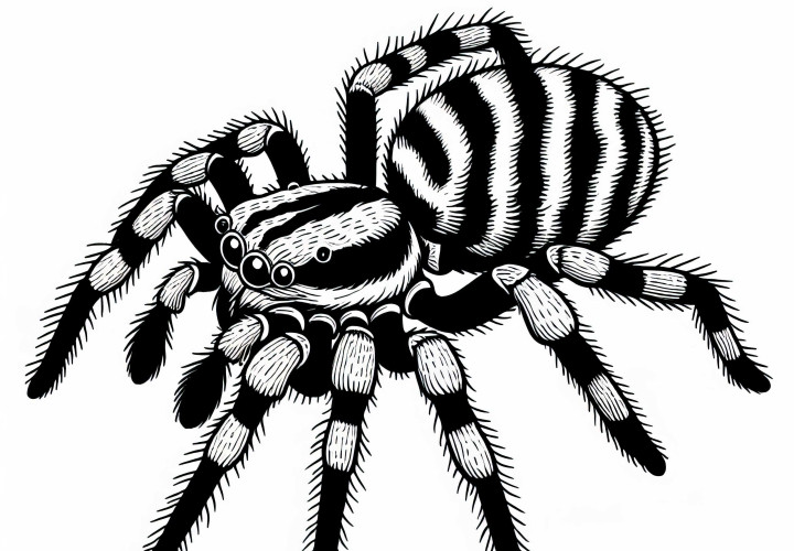 Bezplatné stiahnutie omaľovanky so zebra skákaním Salticus Scenicus