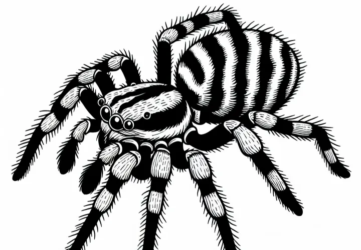 Bezplatné stiahnutie omaľovanky so zebra skákaním Salticus Scenicus