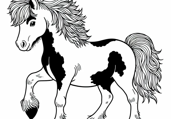 Omaľovánka islandského koňa na bezplatné stiahnutie