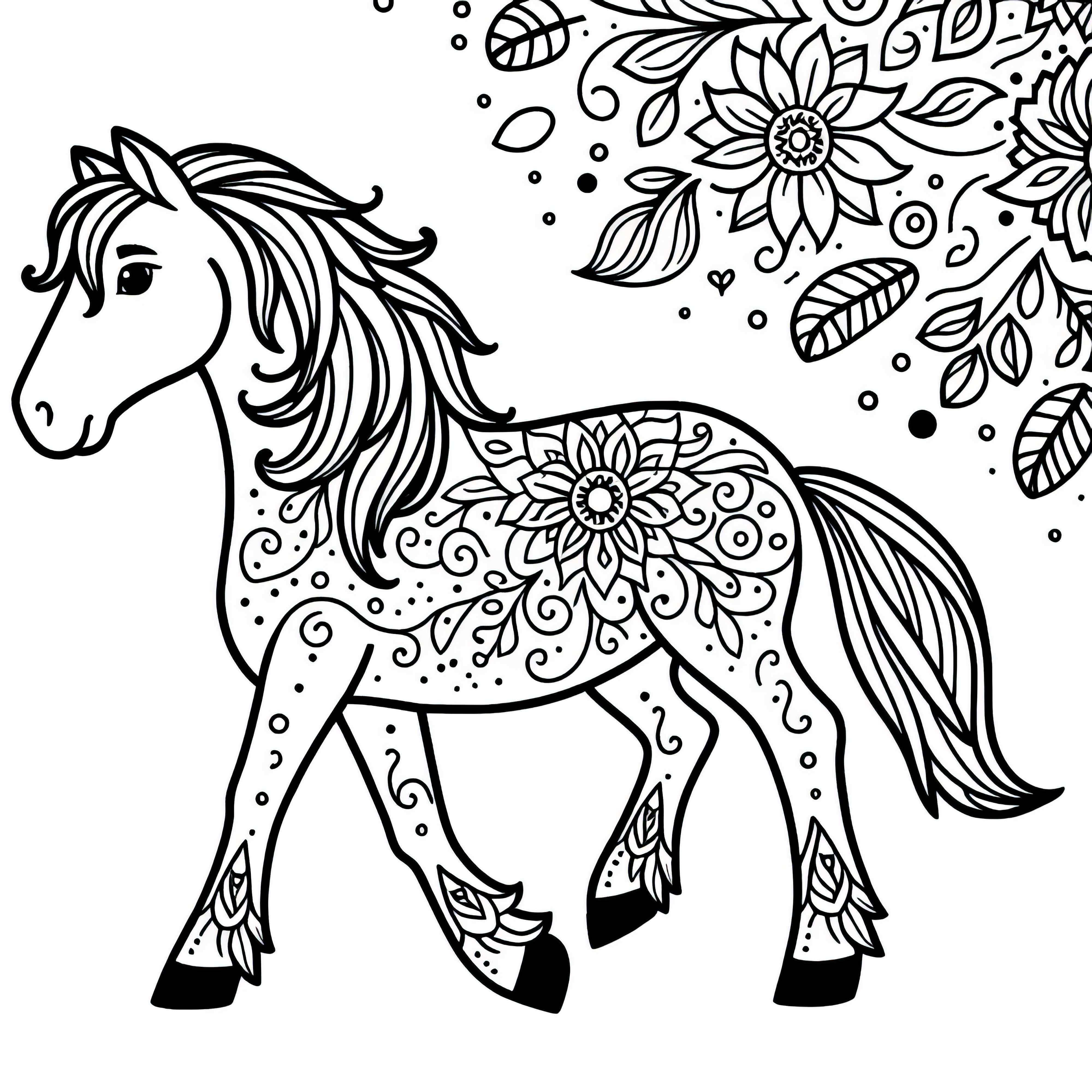 Jednoduchá vymaľovánka k stiahnutiu - kôň Jednoduchý obrázok na vymaľovanie kone na stiahnutie