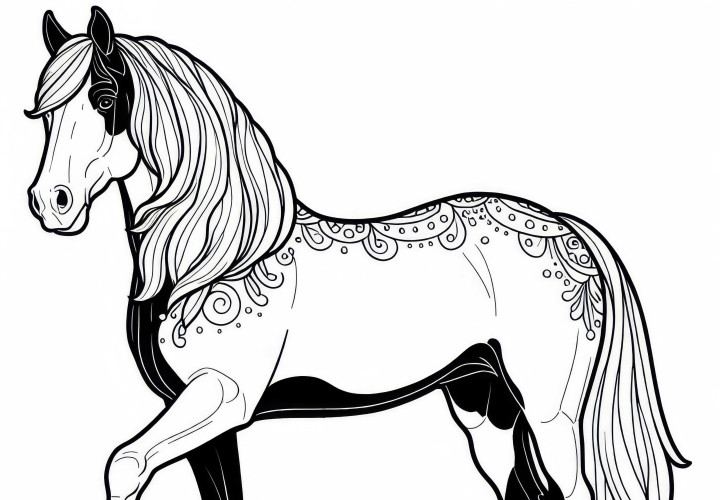 Trakehner predloha na maľovanie koňa zdarma