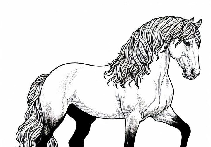 Vymaľovanka Lusitánskeho koňa na stiahnutie – Bezplatná maľovanka