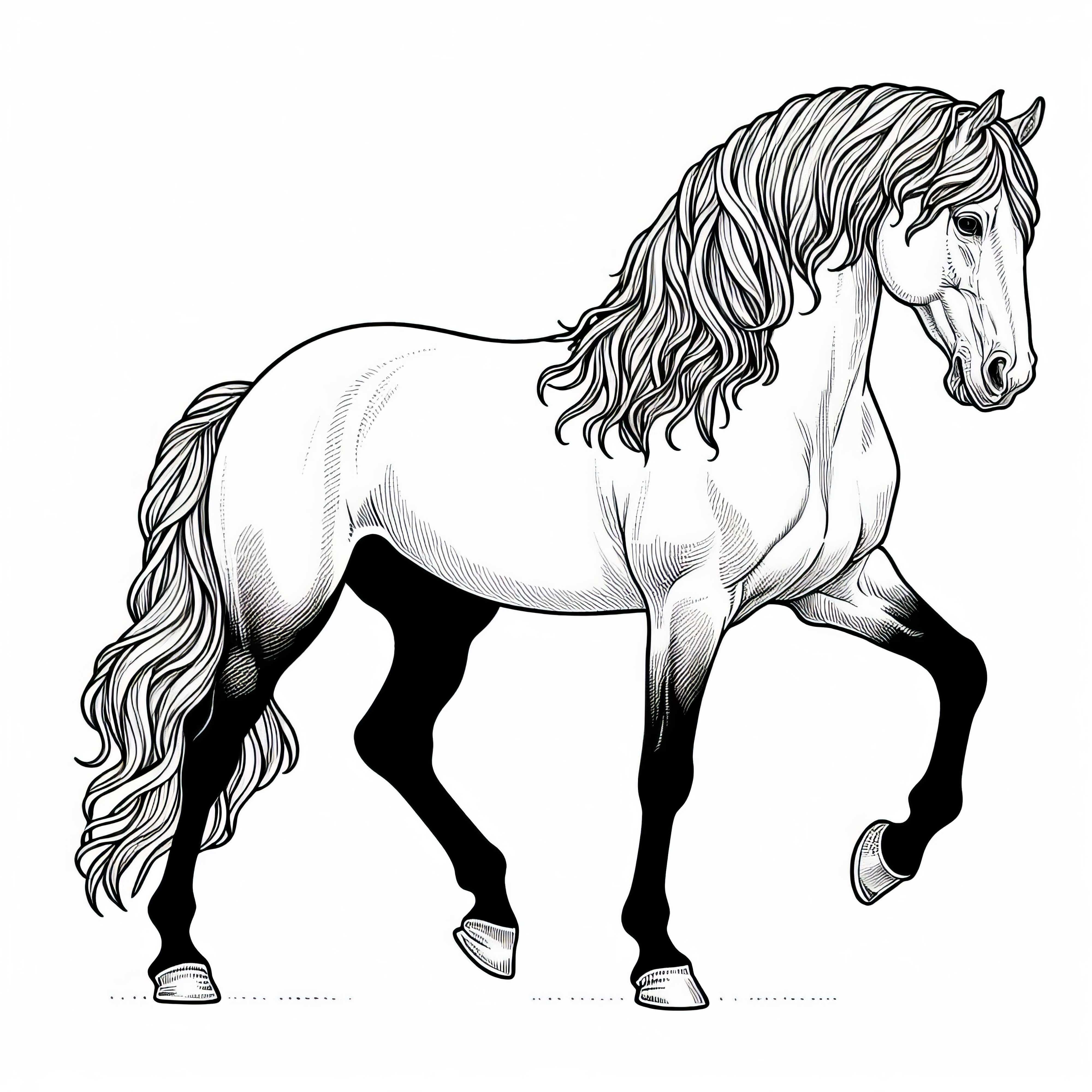 Vymaľovánka Lusitano koňa na stiahnutie – Bezplatná vymaľovánka Predloha na vymaľovanie Lusitánskeho koňa na stiahnutie – Zadarmo na vymaľovanie