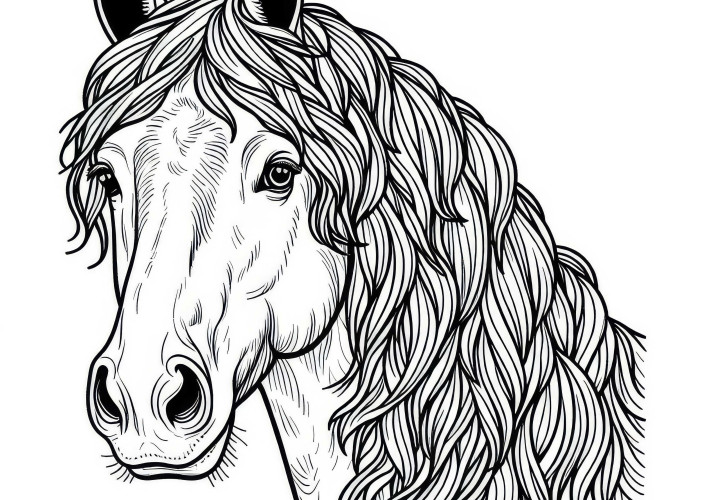 Bezplatný farebný obrázok portrétu koňa