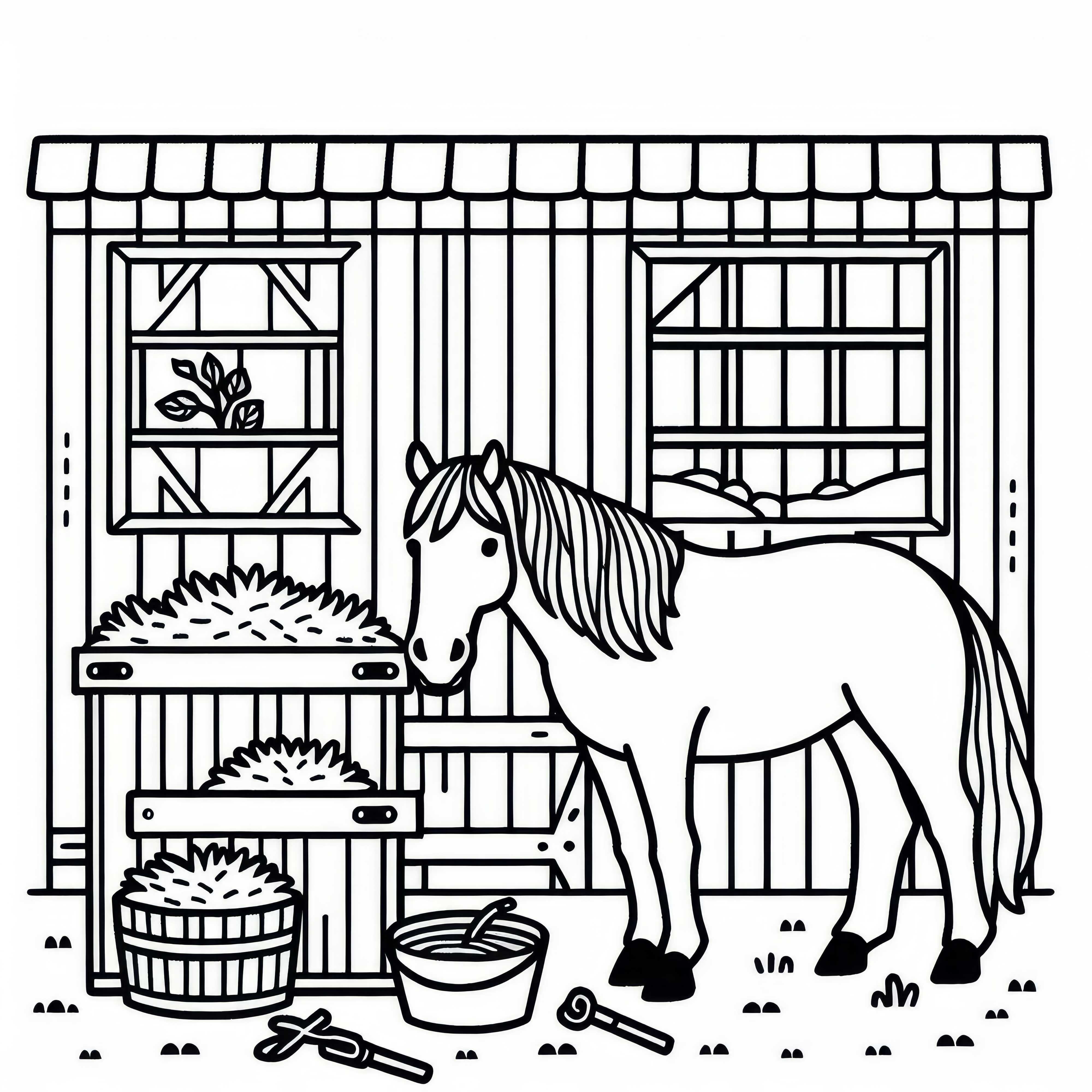 Kôň v stajni ako bezplatná predloha na maľovanie