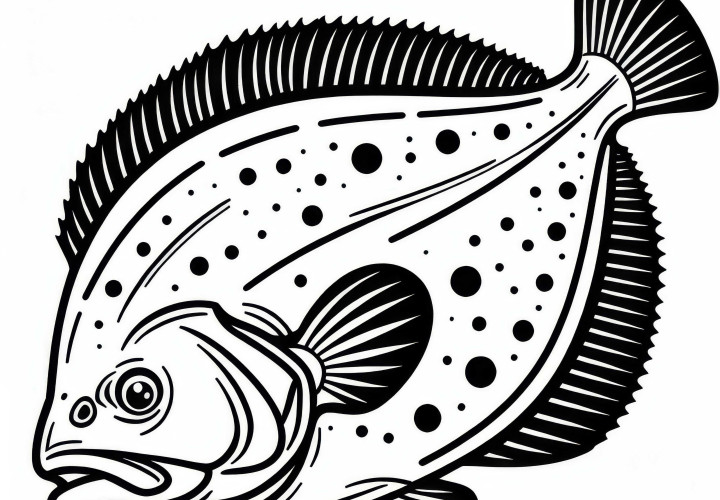 Zdarma stiahnuť a vyfarbiť šablónu na halibuta