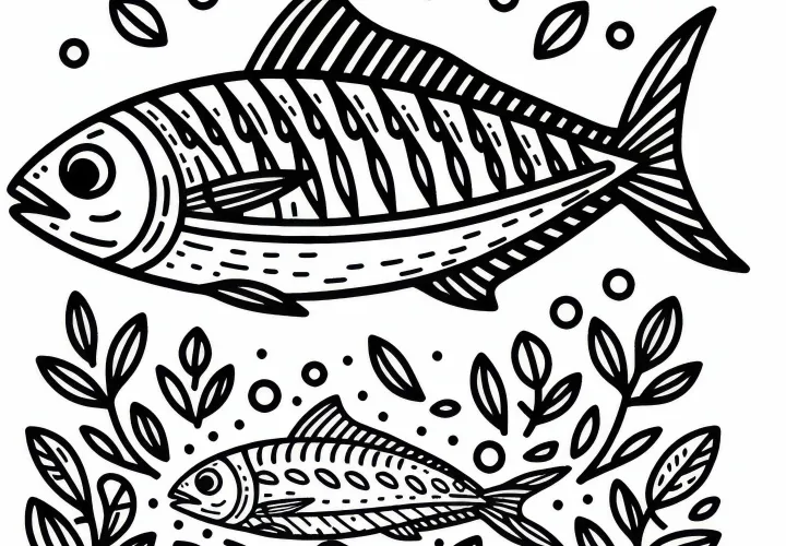 Bezplatný vymaľovánka s sardinkou