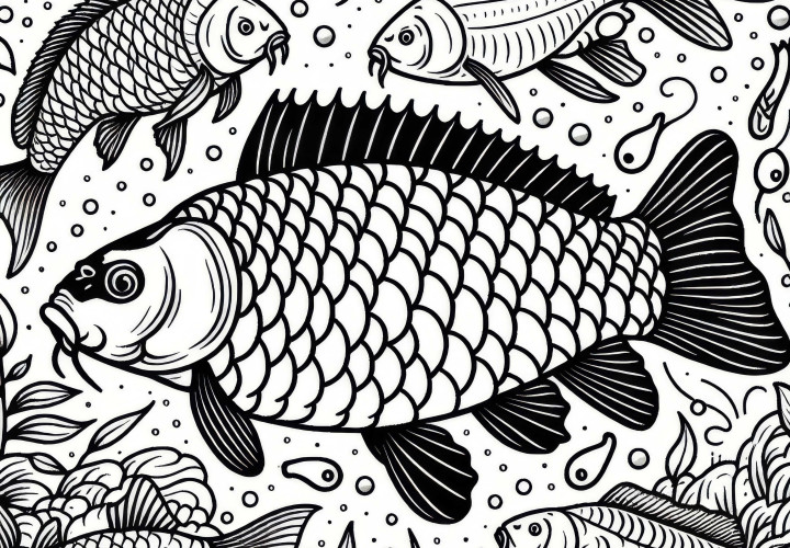 Carp Coloring Page Free Carp coloring template free